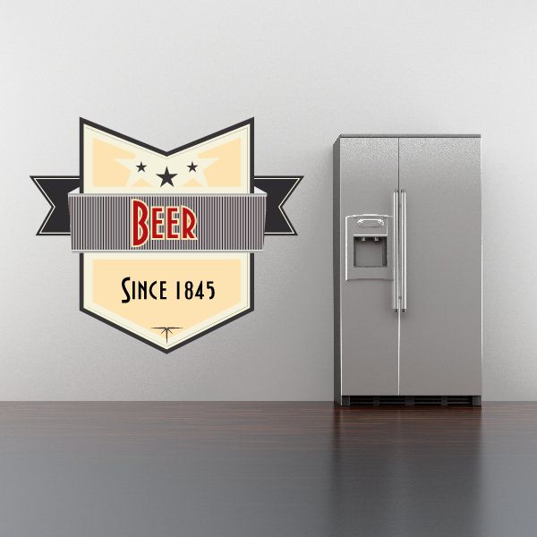 Beer banner wall decal with ribbon design and “Since 1845” text