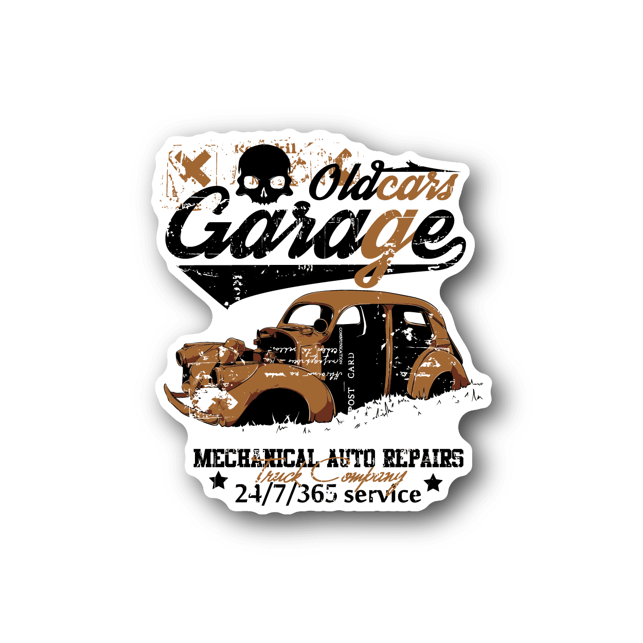 Image of Old Cars Garage Sticker