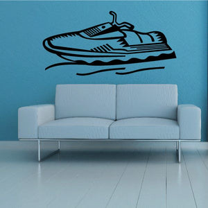 Black-outlined jet ski decal with striped body details