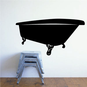 Old style bathtub decal with black silhouette, wall sticker outline