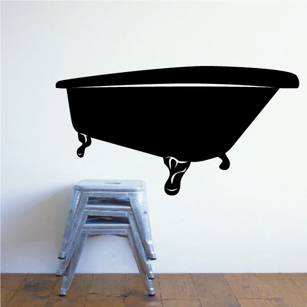 Old style bathtub decal with black silhouette, wall sticker outline