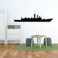 Frigate ship wall decal, black silhouette with masts and smokestacks
