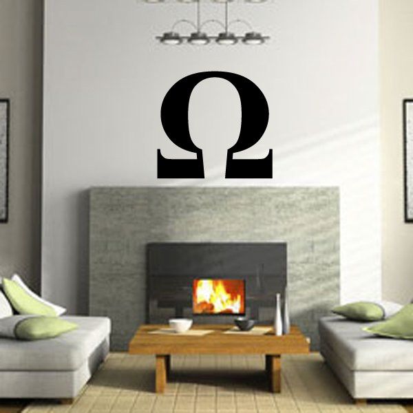 Omega Greek letter decal, black omega symbol wall sticker