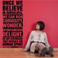 Inspirational wall decal with bold black quote text: ONCE WE BELIEVE...