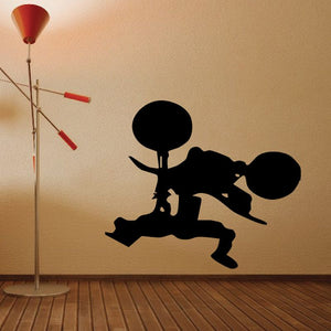 One-footed flip dirt bike decal, black motocross rider silhouette