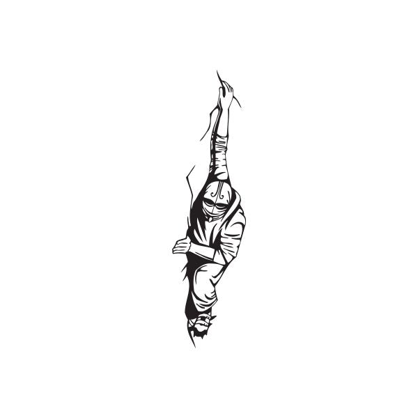 Image of One Handed Hanging Rock Climber Decal