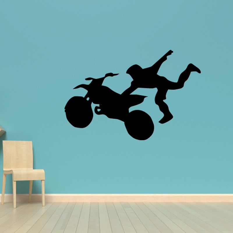 Black motocross rider seat-grab decal, one-hand silhouette