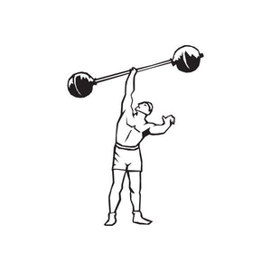 Barbell lift decal with line-art lifter raising a barbell overhead