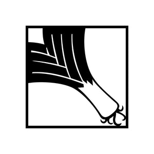 Onion chives decal with white outline on black, stylized chive and onion stems