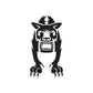 Black wolf head decal with open jaws and snarling teeth