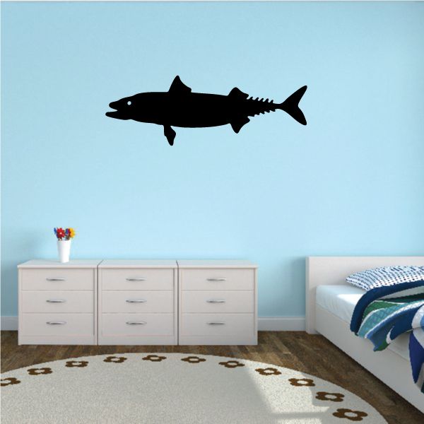 Open-mouthed trout wall decal, dark silhouette fish shape