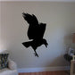 Raven silhouette wall decal with open wings, black cutout design