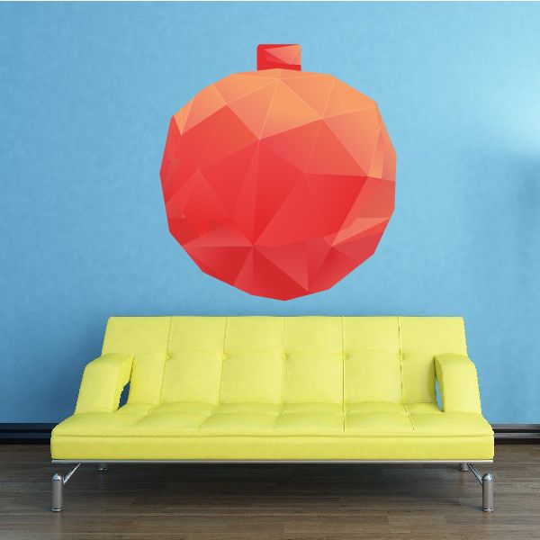 Geometric Christmas ornament decal with red faceted origami-style poly print