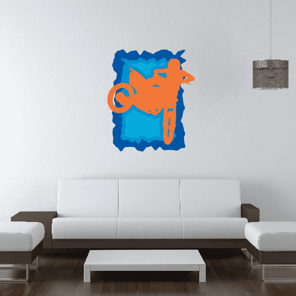 Image of Orange and Blue Dirt Bike Sticker