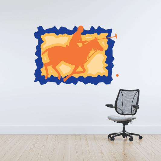 Image of Orange and Blue Polo Mallet Sticker