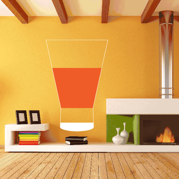 Orange drink glass sticker with orange beverage and white base