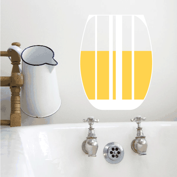 Cup sticker featuring vertical orange stripes on white background