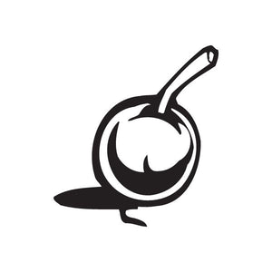 Orange fruit decal with straw illustration