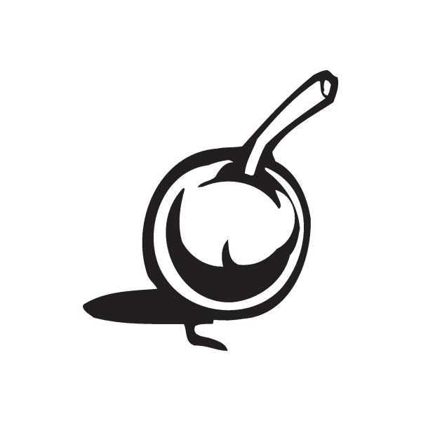 Orange fruit decal with straw illustration