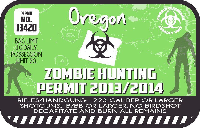 Image of Oregon Zombie Hunting Permit Sticker