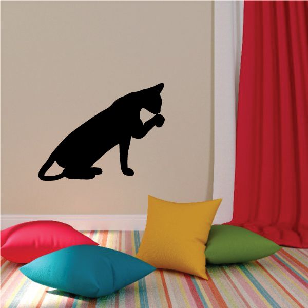 Image of Oriental Cat Licking Decal