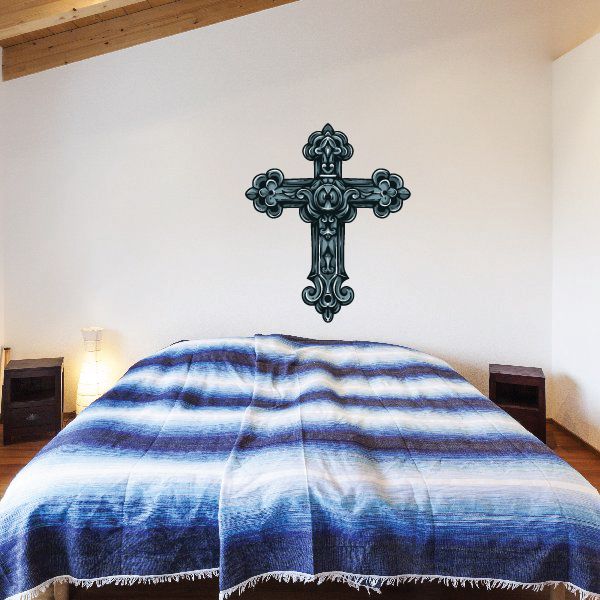 Image of Ornate Cross Printed Die Cut Decal