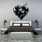 Ornate heart wall decal with black tribal filigree design