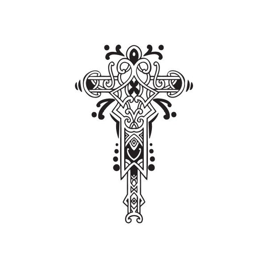 Image of Ornately Embellished Cross Decal