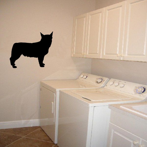 Black dog silhouette decal, side profile