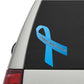 Blue awareness ribbon vinyl sticker with cursive text