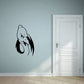 Ostrich head glaring wall decal sticker, black outline with white eye detail