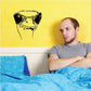 Ostrich big-eyes wall decal, black outline with light yellow face graphic.