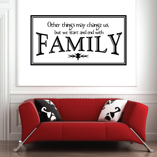 Rectangular wall decal with black border and 'FAMILY' text in large letters