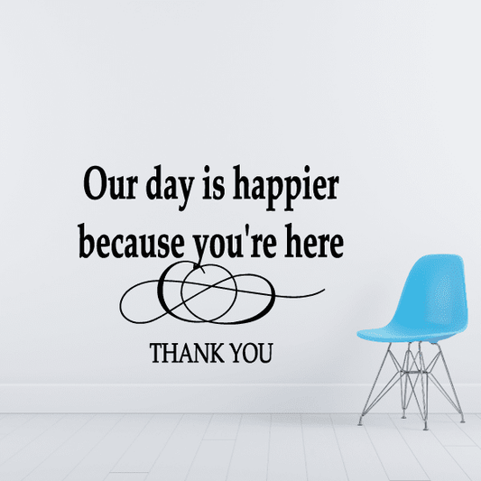 Image of Our day is happier because you are here Wall Decal