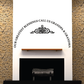 Decorative decal with circular text and ornate black flourish
