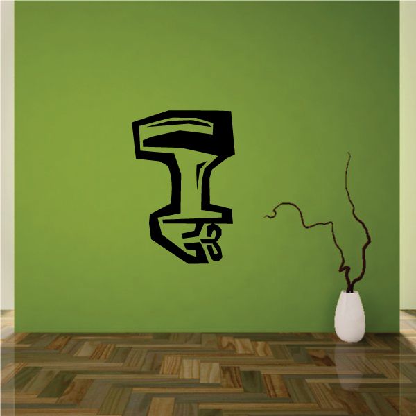 Black outboard engine decal with stylized motor icon