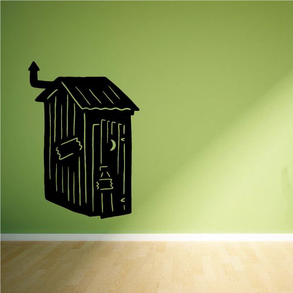 Black barn-style house decal with roof and door details