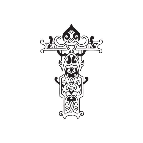 Image of Outlined Ornate Cross Decal