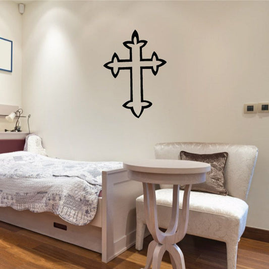 Image of Outlined Pointed Cross Decal