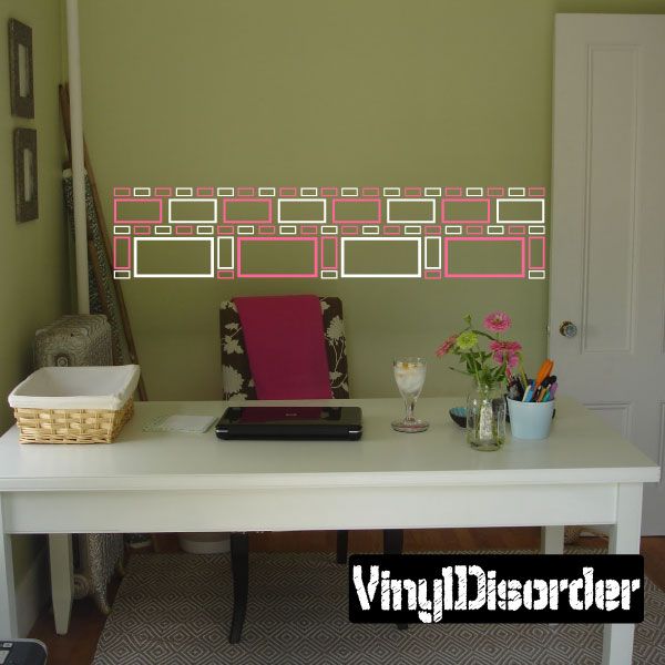 Outlined rectangle wall decal kit with red and green outlined blocks