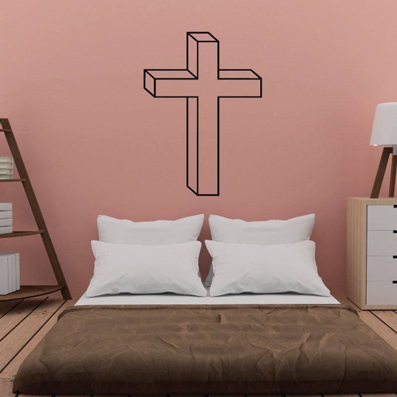 Image of Outlined Three Quarter Cross Decal