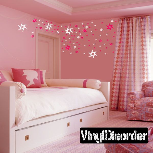 Twisted star wall decal kit with outlined star shapes and small dot accents