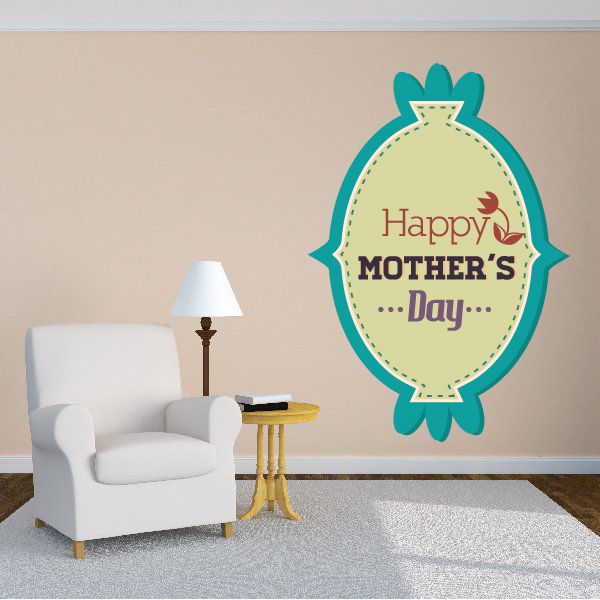 Image of Oval Style Happy Mothers Day Decal