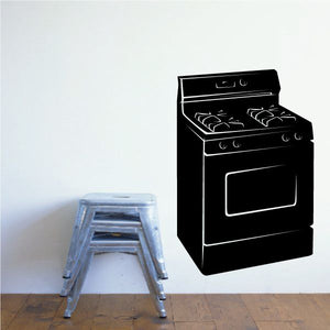 Oven decal sticker featuring a black stove illustration with knobs and oven window
