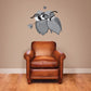 Love bird owl sticker: two gray owls hugging with small heart accents