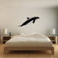 Pacific floating dolphin wall decal, black dolphin silhouette with arc tail