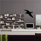 Swooping seagull wall decal silhouette, black