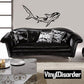 Pacific shark wall decal with black fin and body outline