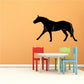 Pacing stride horse decal, black running horse silhouette with white outline