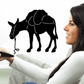 Packed mule decal, black illustrated mule silhouette with rope details